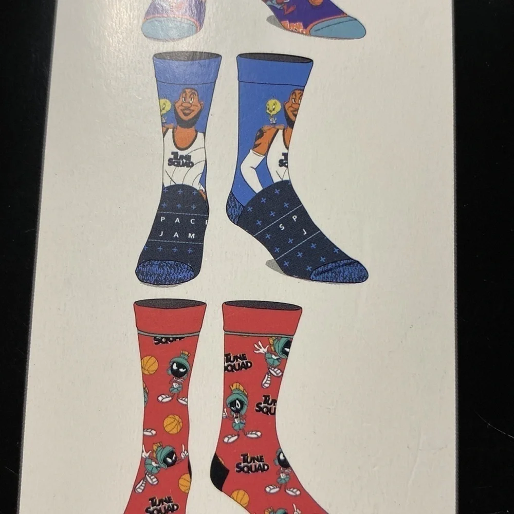 6 Pair Casual Crew Space Jam A New Legacy Socks shoe size 8-12 (BK)